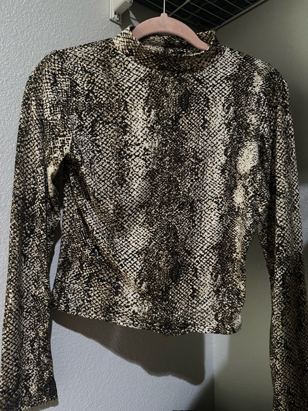Snake print mock neck top